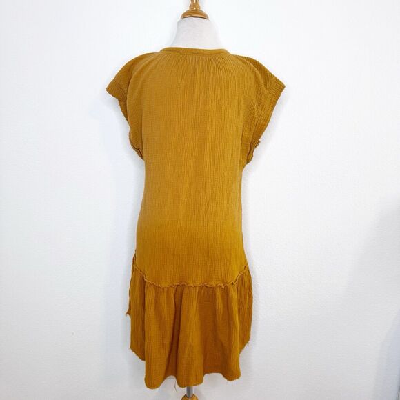 Anthropologie Womens Saturday Sunday Lydia Dress Size M Mustard Cotton Beach - Picture 3 of 12